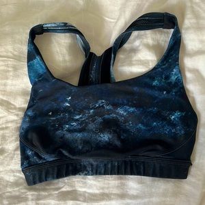Blue and Black Sports Bra